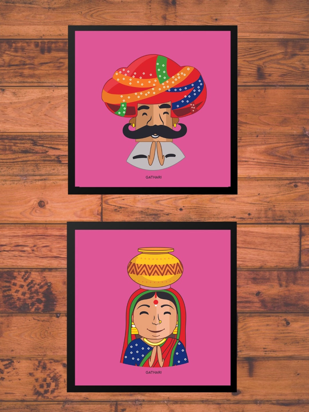 

Gathari Pink & Red Set Of 2 Wall Art