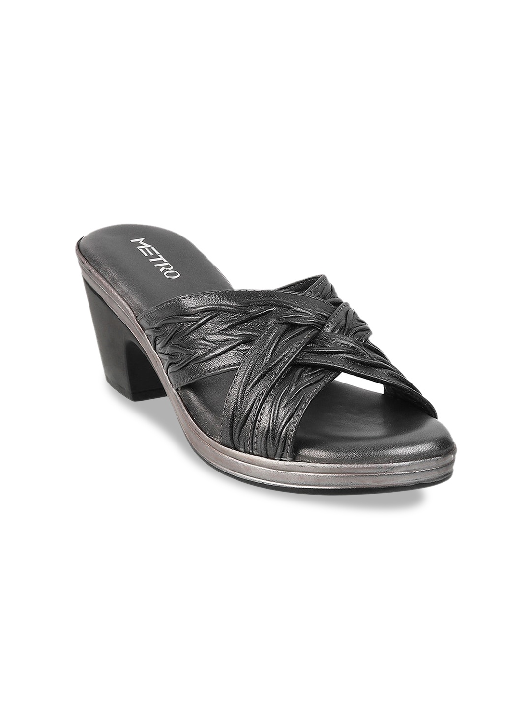 

Metro Women Textured Casual Block Heels, Grey