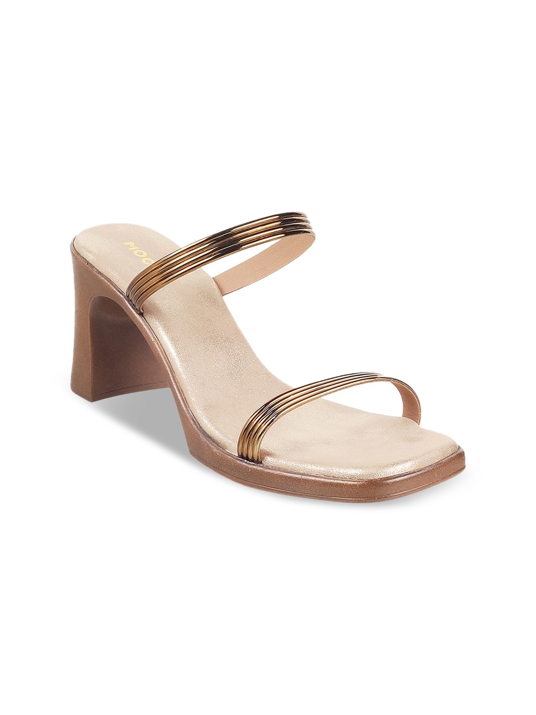 

Mochi Women Gold-Toned & Brown Block Sandals