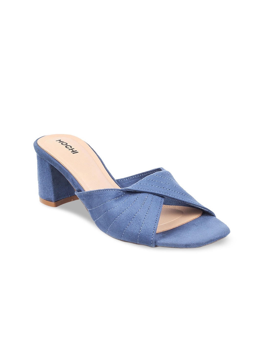 

Mochi Blue Open Back Block Sandals
