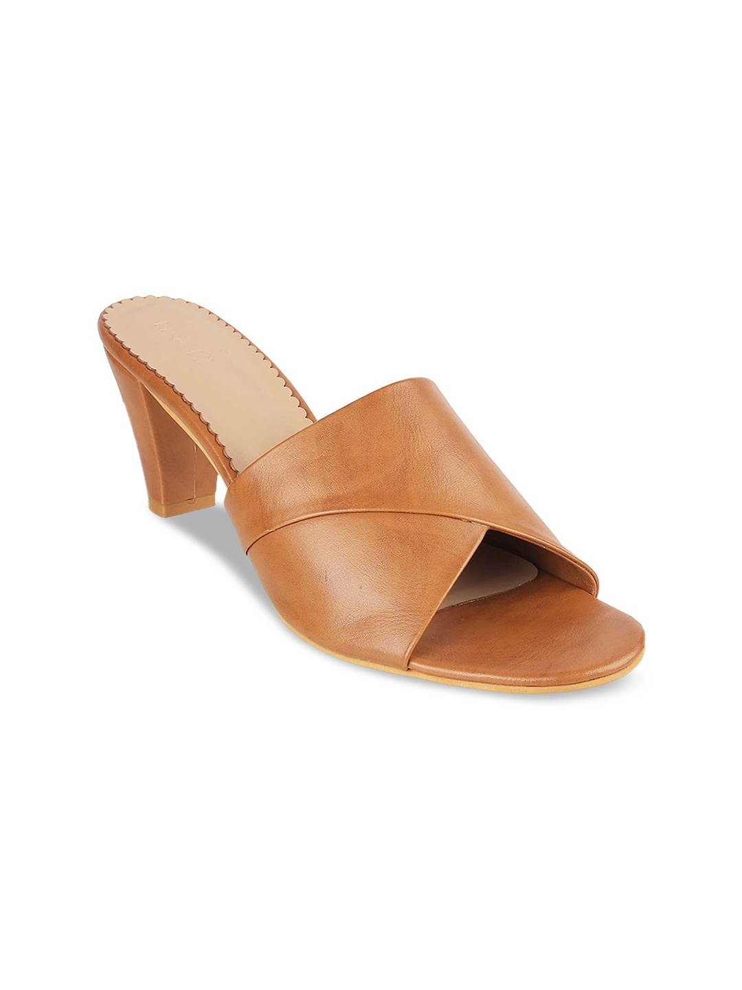 

Mochi Tan Block Mules with Bows