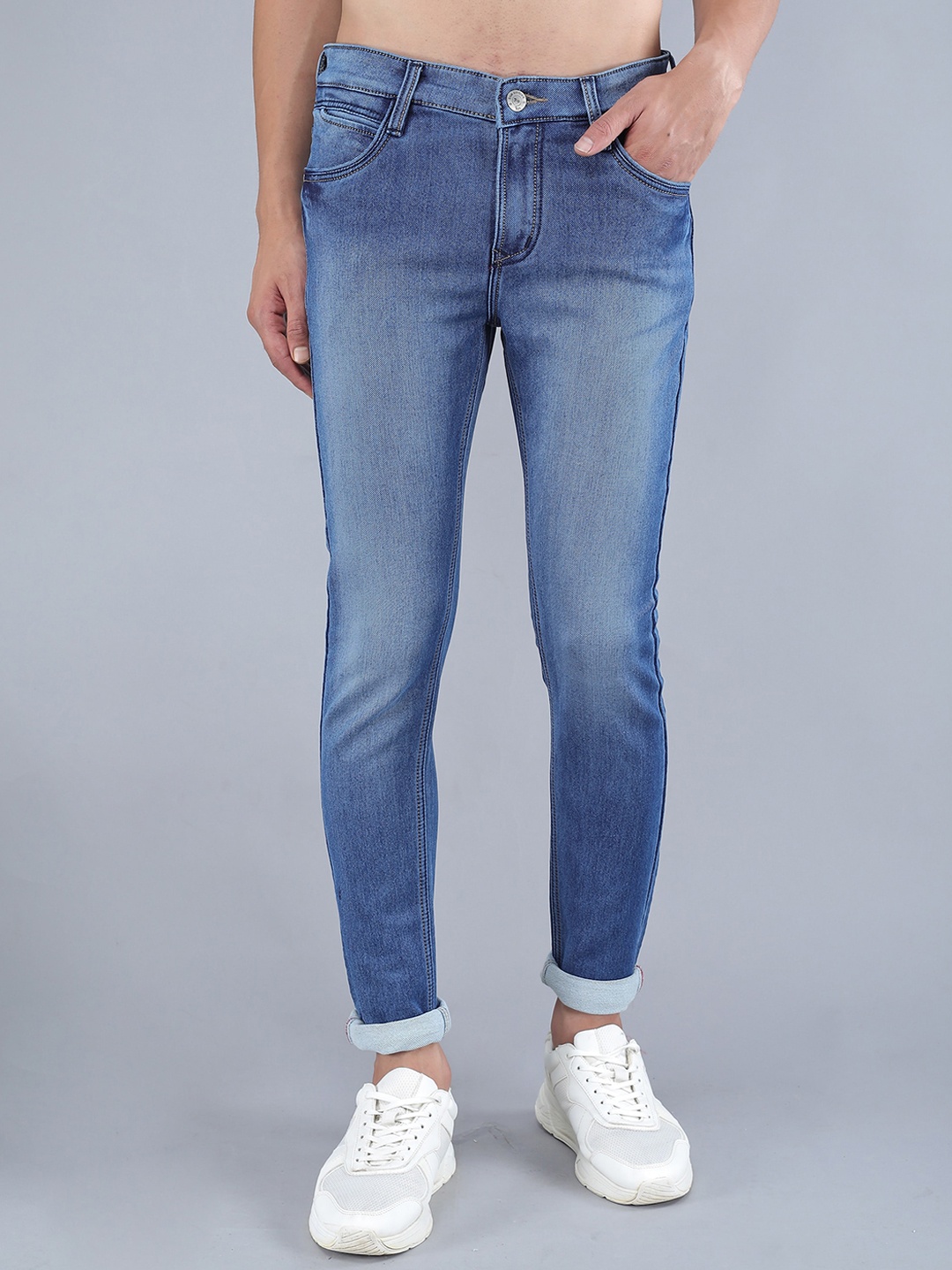 

TQS Men Blue Slim Fit Heavy Fade Stretchable Jeans