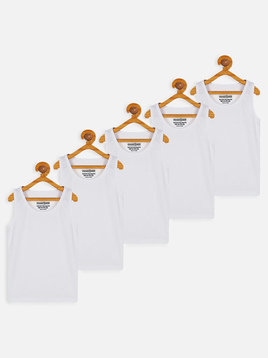 

Trampoline Kids Pack Of 5 Solid Cotton Innerwear Vest, White