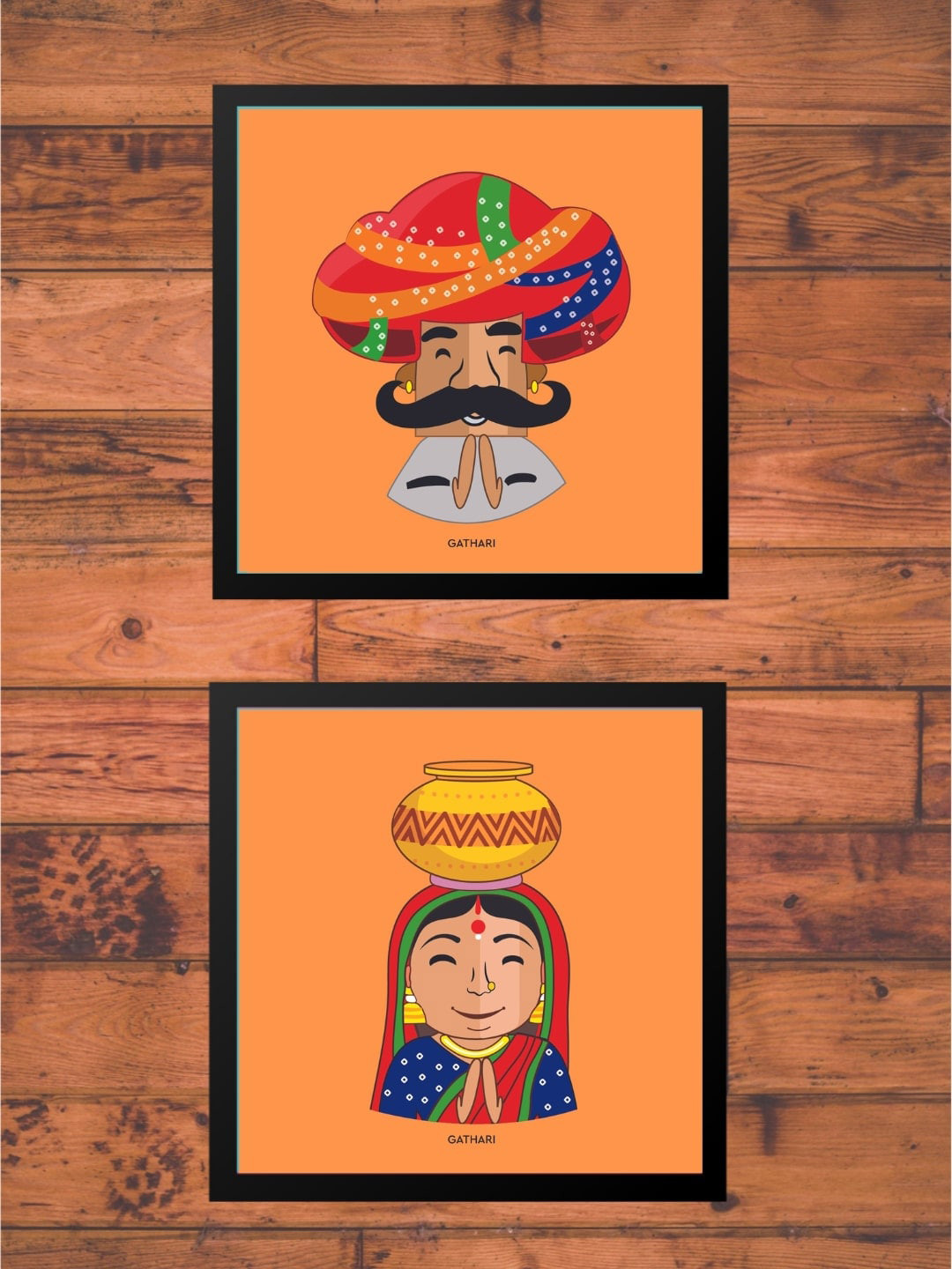 

Gathari Orange & Red Set Of 2 Wall Art