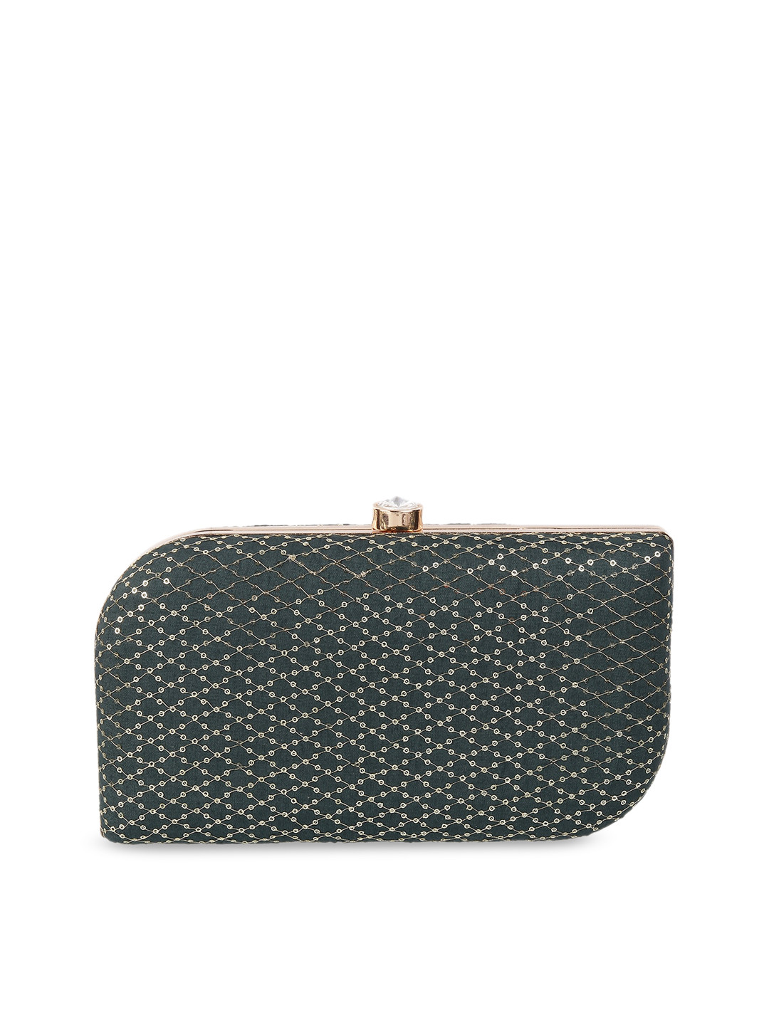 

Metro Embellished Embroidered Box Clutch, Green