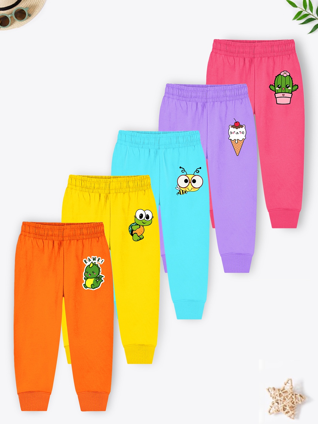 

Trampoline Pack of 5 Kids Printed Cotton Lounge Pants, Orange