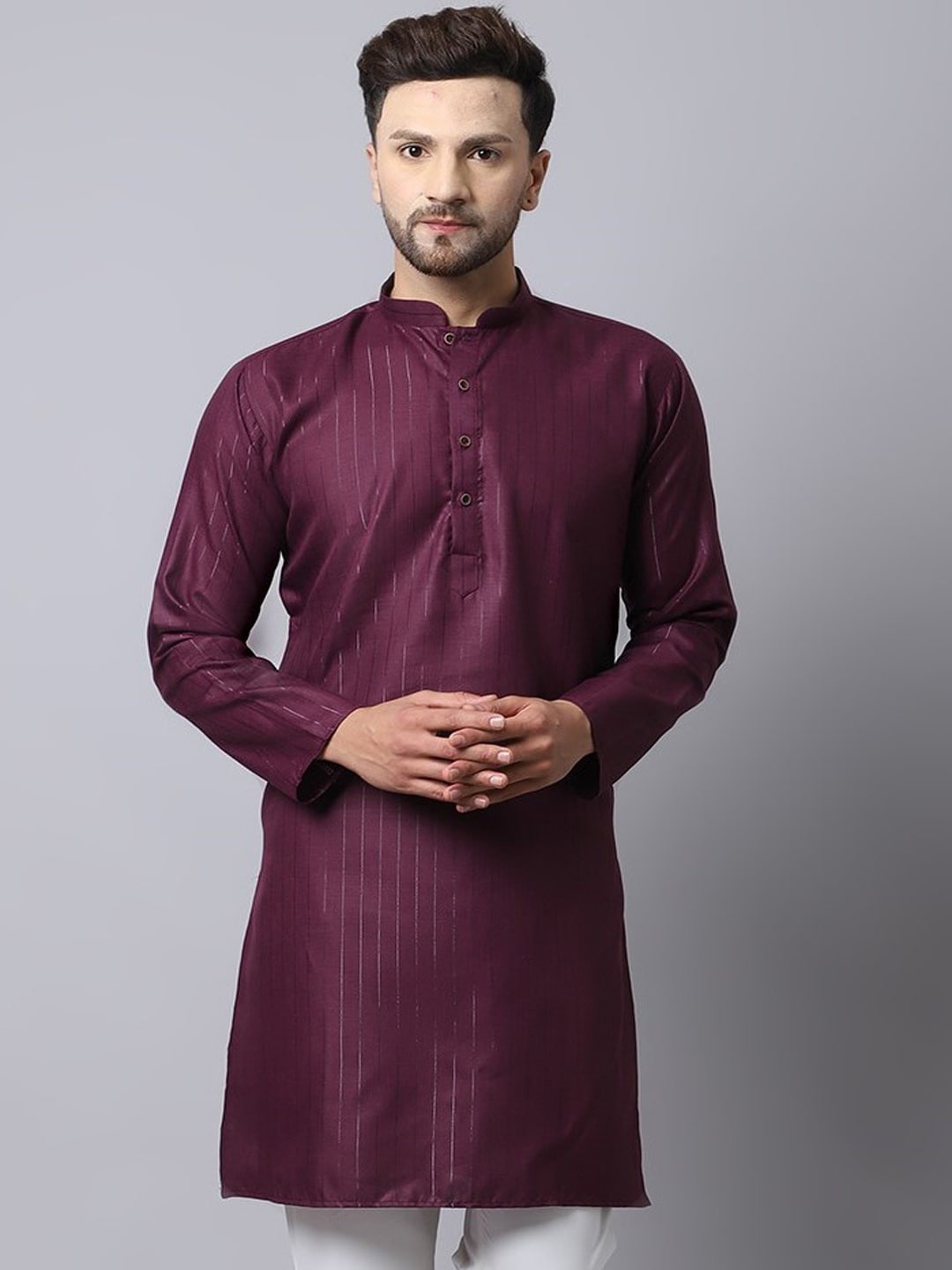

Kaifoo Men Purple Striped Kurta