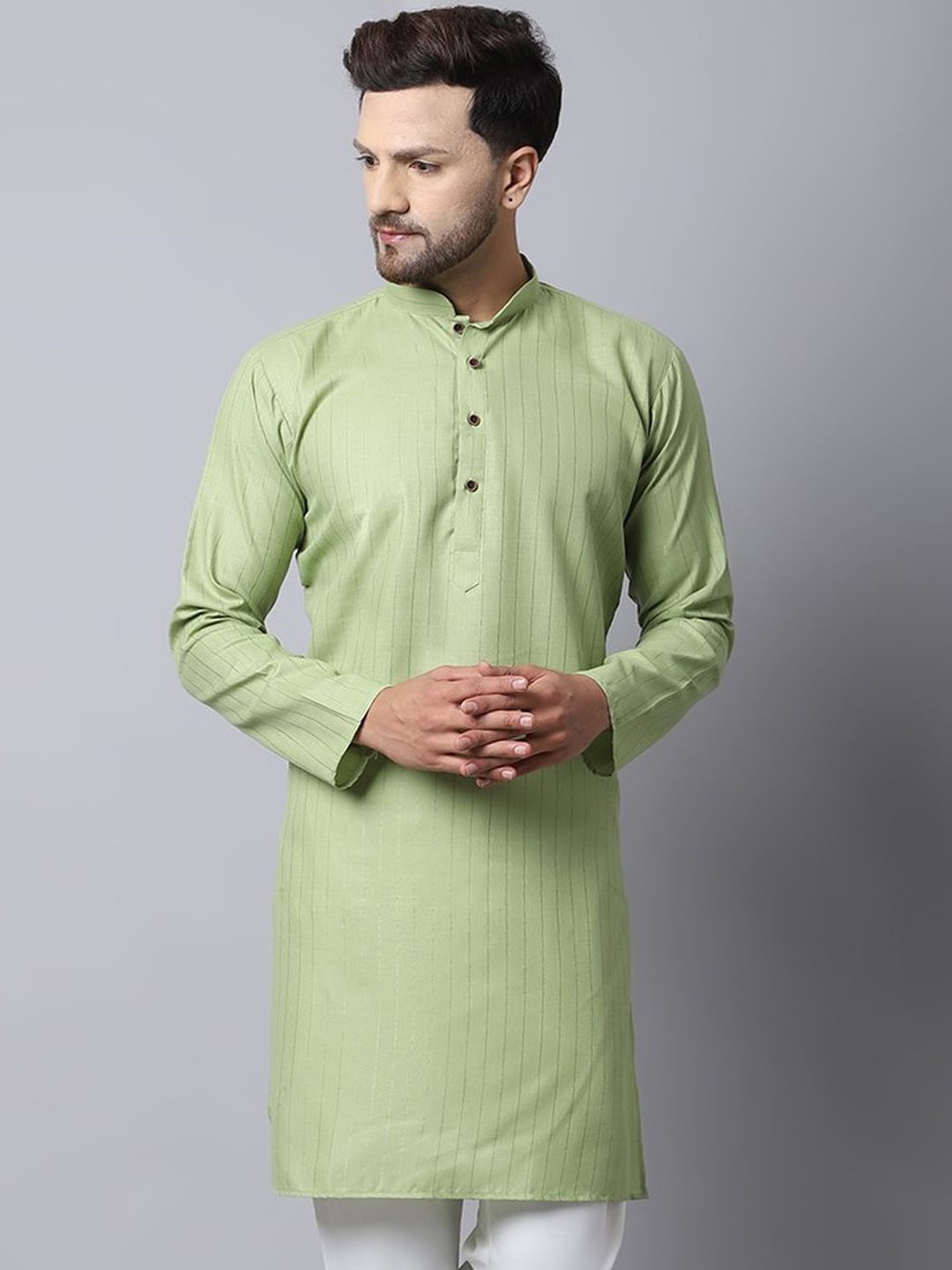 

Kaifoo Men Green Cotton Kurta