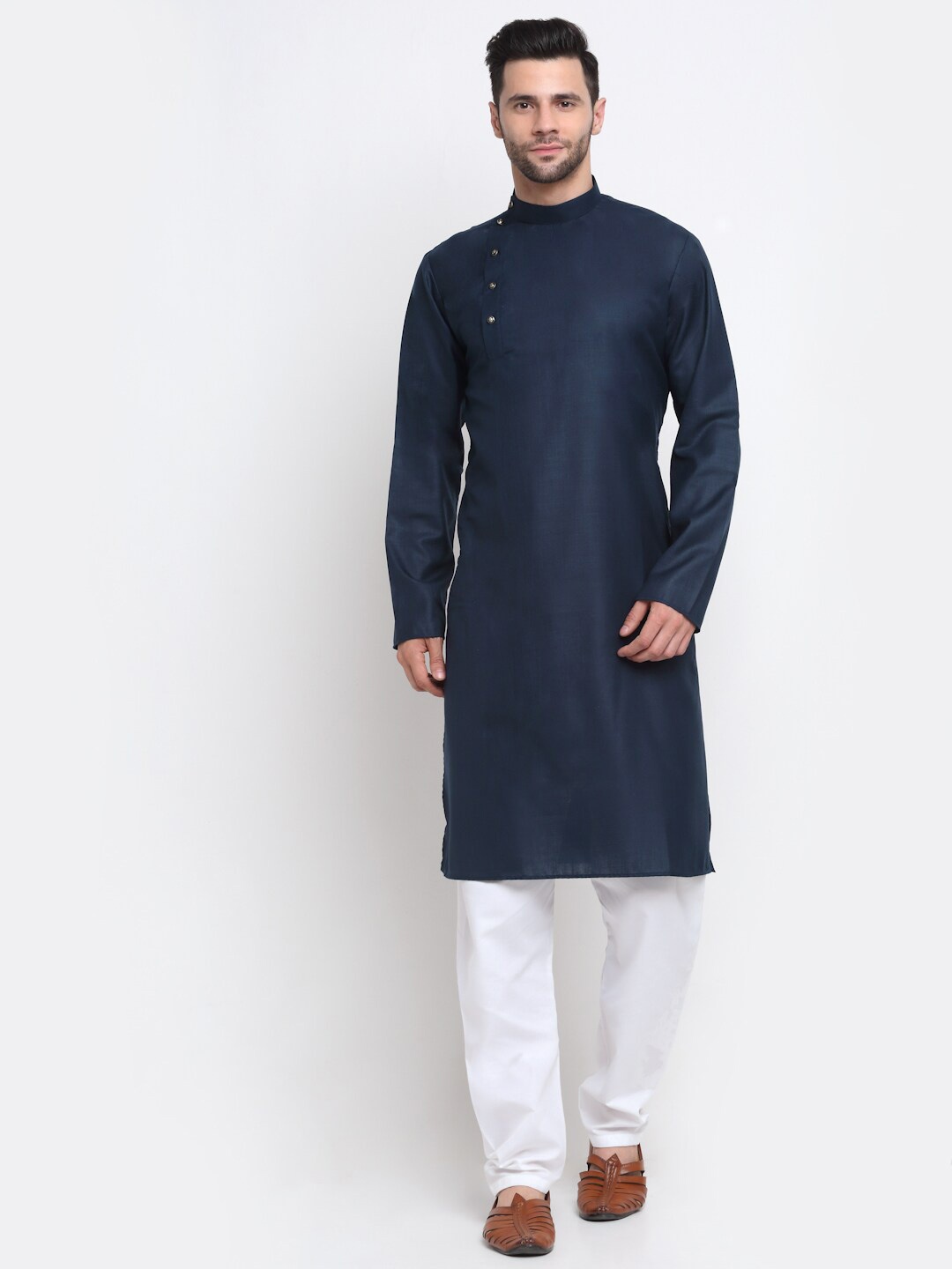 

KRAFT INDIA Men Navy Blue Solid Kurta