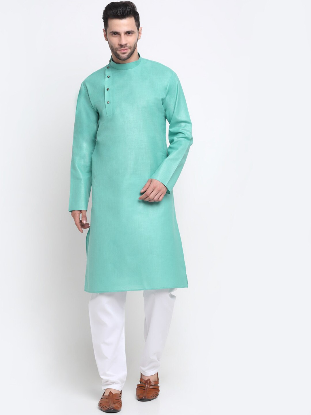 

KRAFT INDIA Men Sea Green Solid Kurta