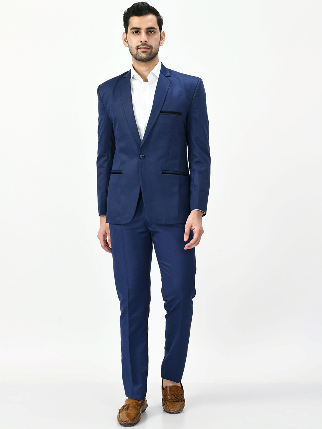 

TrulyFeb Men Blue Solid Slim-Fit Single-Breasted 2-Piece Formal Suit