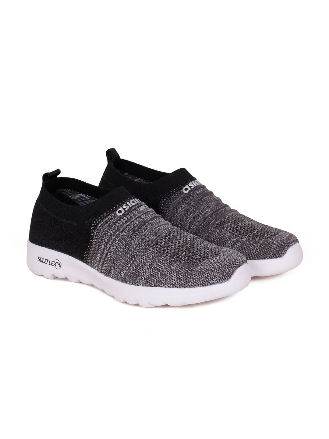 

ASIAN Girls Grey & Black Woven Design Slip-On Sneakers