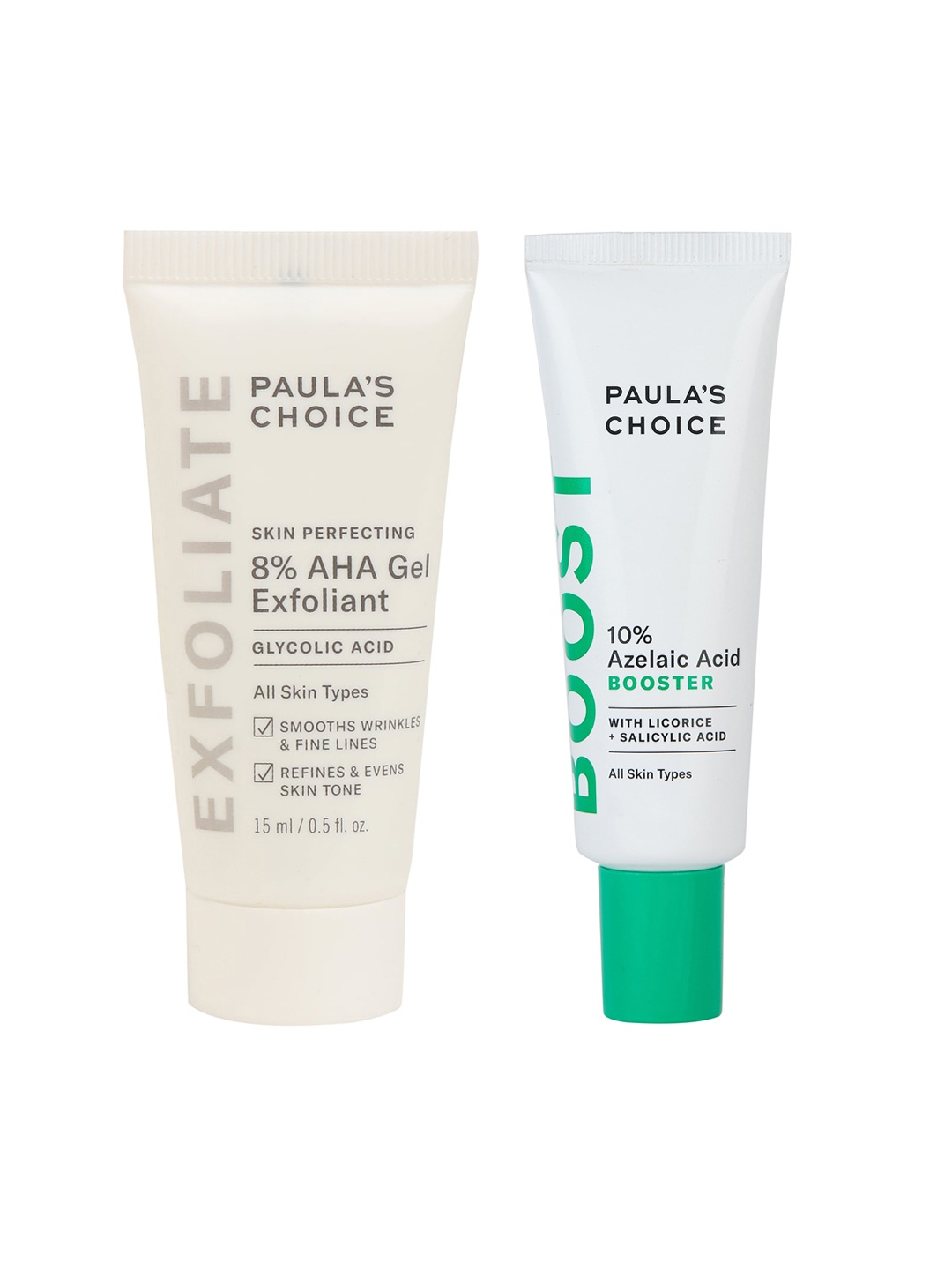 

Paulas Choice Set of 10% Azelaic Acid Booster Gel 5ml & Glycolic Acid Gel Exfoliant 15ml, White