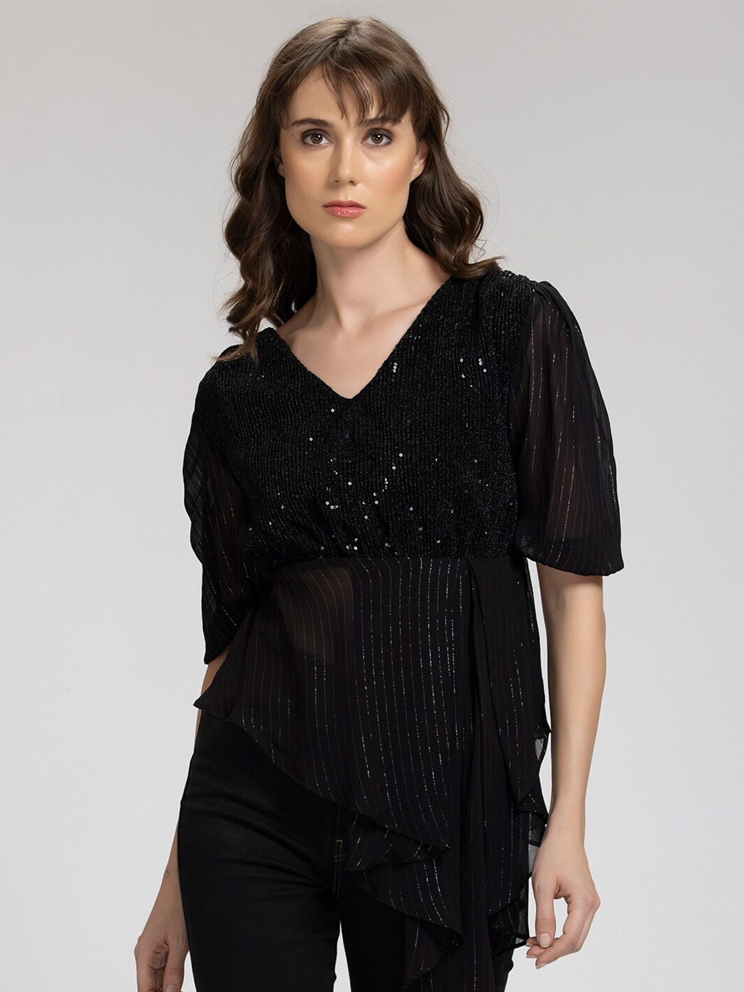 

SHAYE Women Black Embellished Top