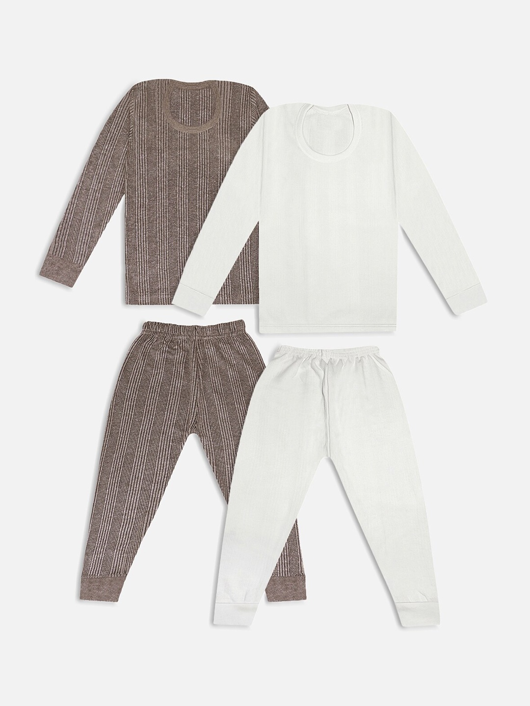 

Trampoline Kids Pack of 2 Brown & White Striped Cotton Thermal Sets