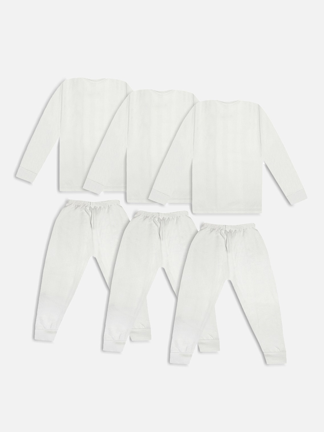 

Trampoline Unisex Kids Pack of 3 White Striped Cotton Thermal Set