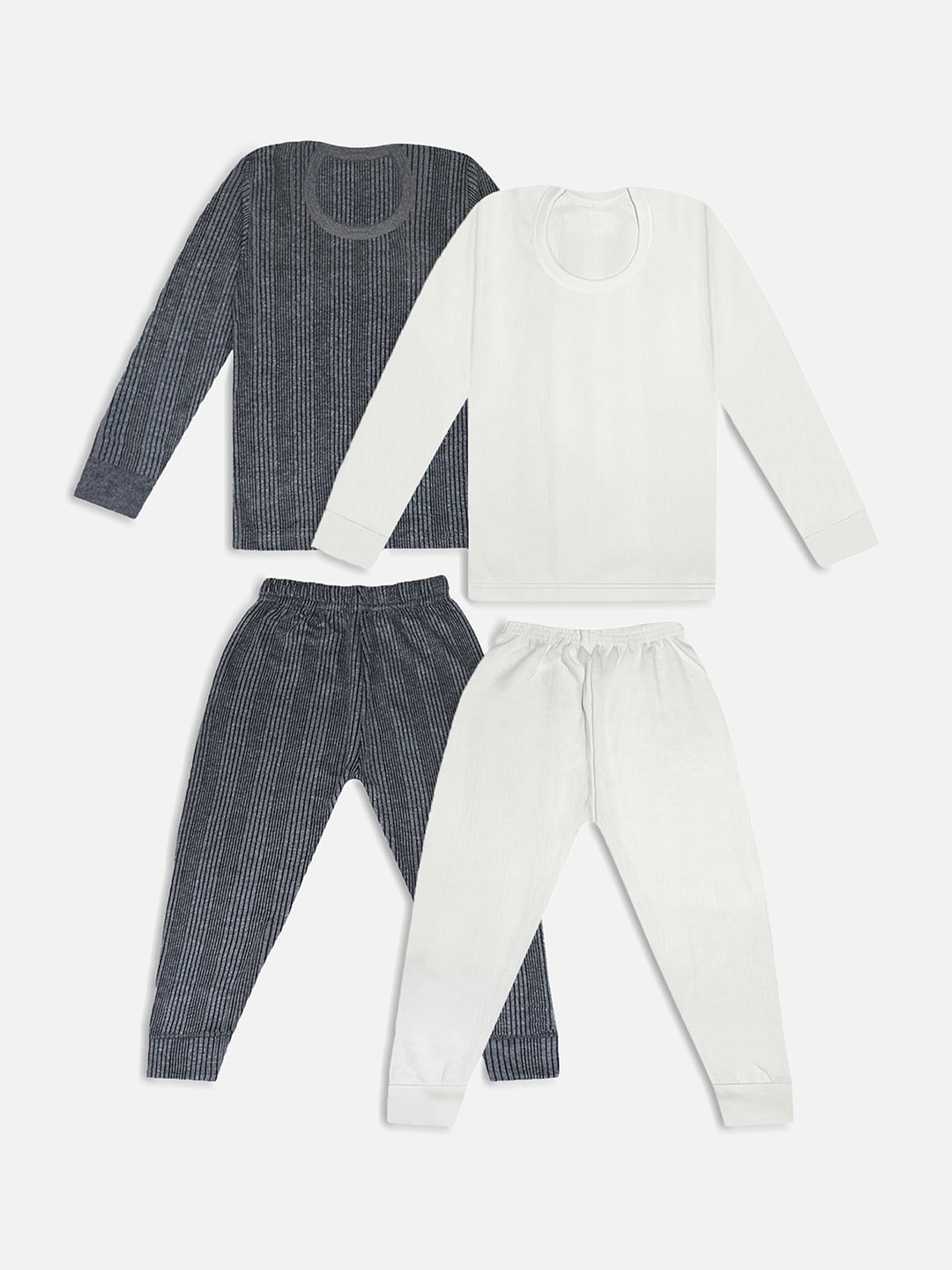 

Trampoline Kids Pack of 2 Grey & White Striped Cotton Thermal Set