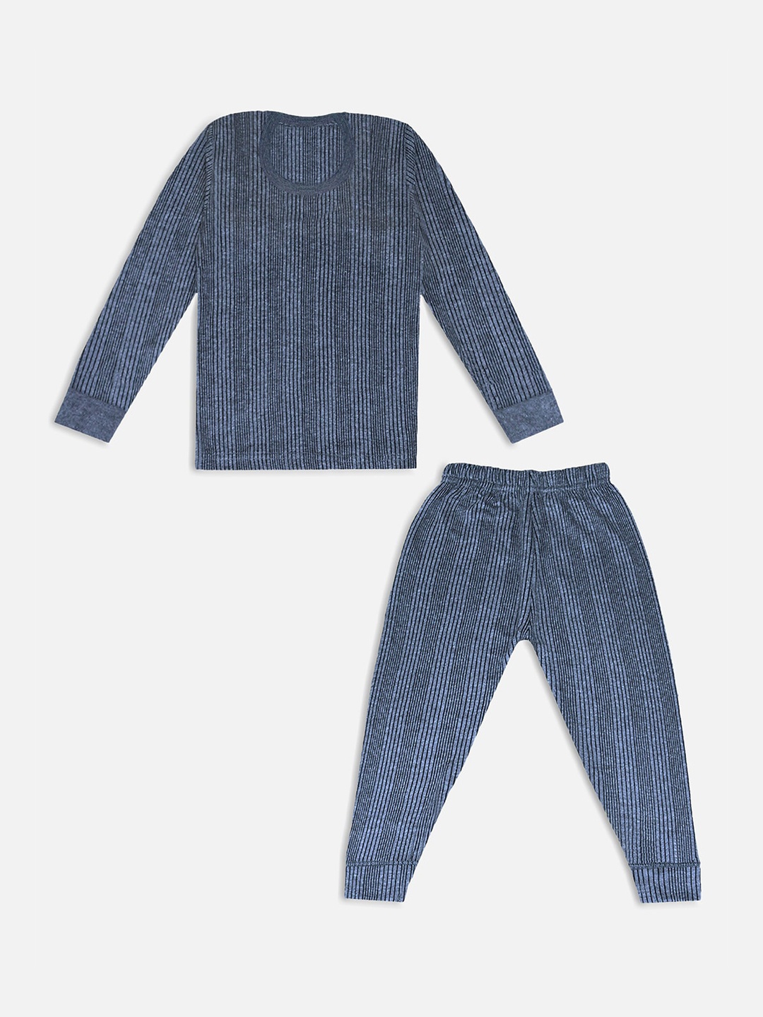 

Trampoline Kids Pack Of 2 Striped Cotton Thermal Set, Blue