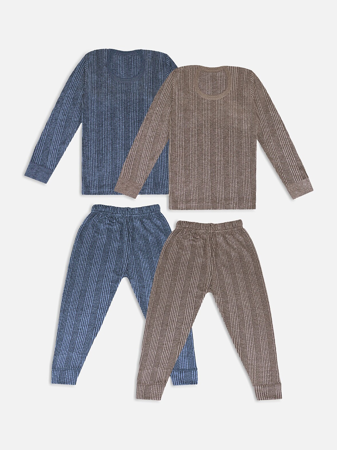 

Trampoline Kids Pack Of 2 Brown & Blue Striped Cotton Thermal Set