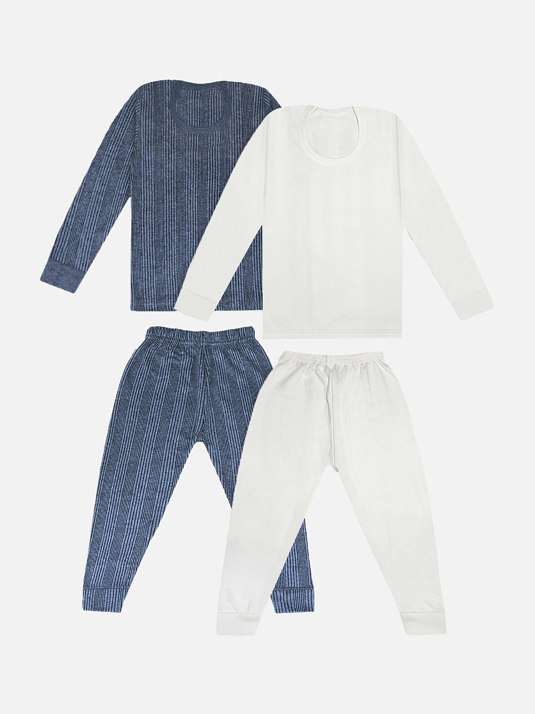 

Trampoline Unisex Kids Set Of 2 Blue & White Striped Cotton Thermal Set