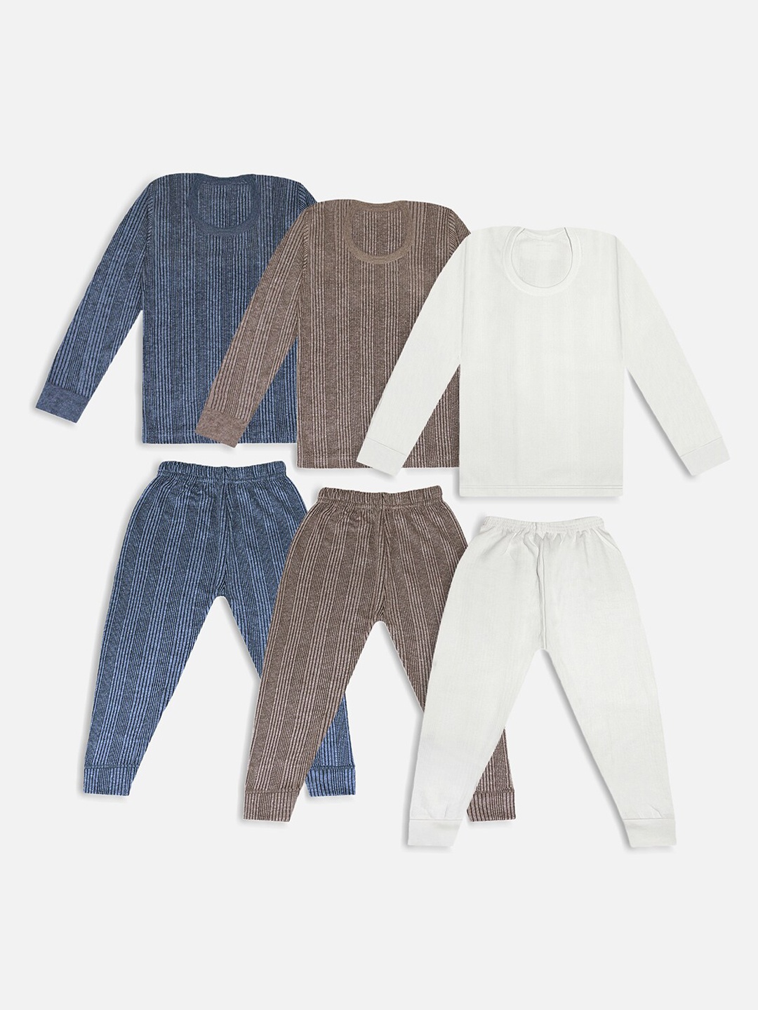 

Trampoline Unisex Kids Pack of 3 Striped Cotton Thermal Set, Blue
