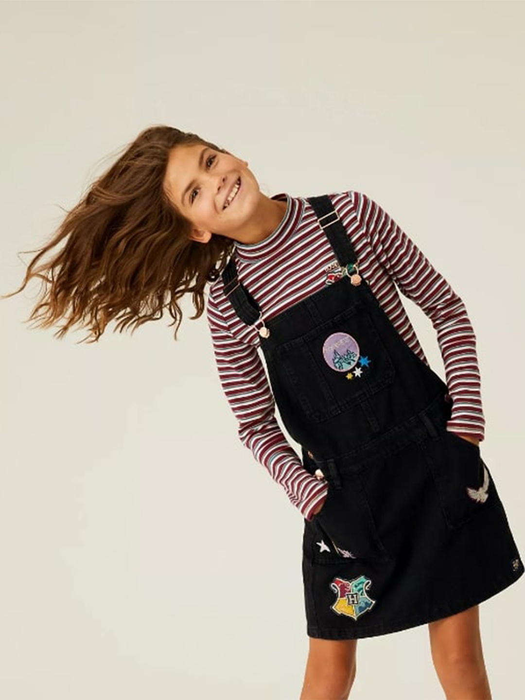 

Marks & Spencer Black Applique Pure Cotton Pinafore Dress