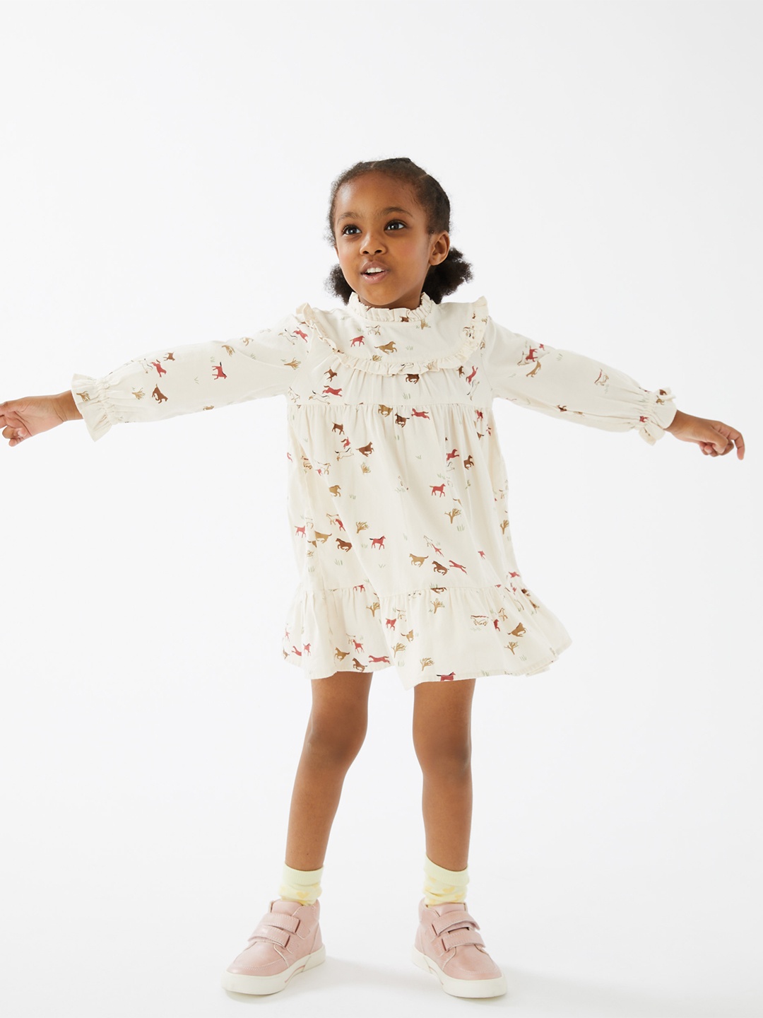 

Marks & Spencer Off White Printed Pure Cotton A-Line Dress