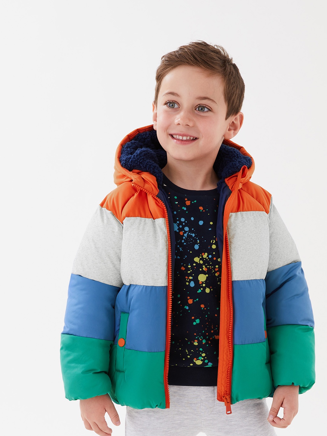 

Marks & Spencer Boys Lightweight Open Front Jacket with Patchwork, Multi