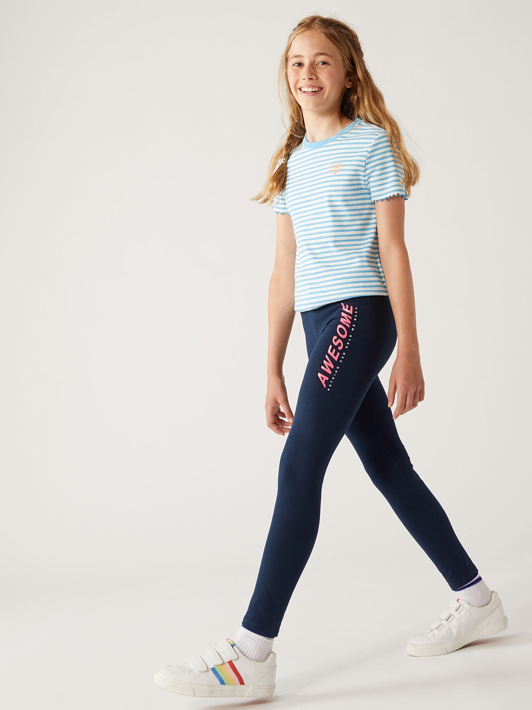 

Marks & Spencer Girls Navy Blue Printed Ankle Length Leggings