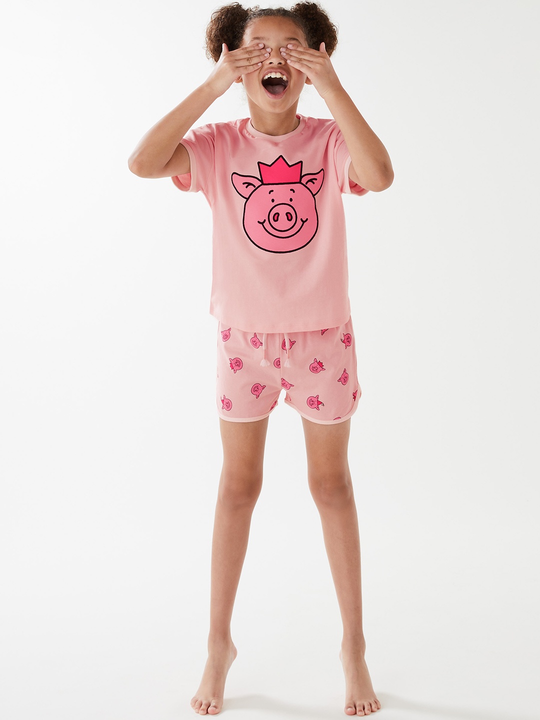 

Marks & Spencer Girls Printed Night Suit, Pink
