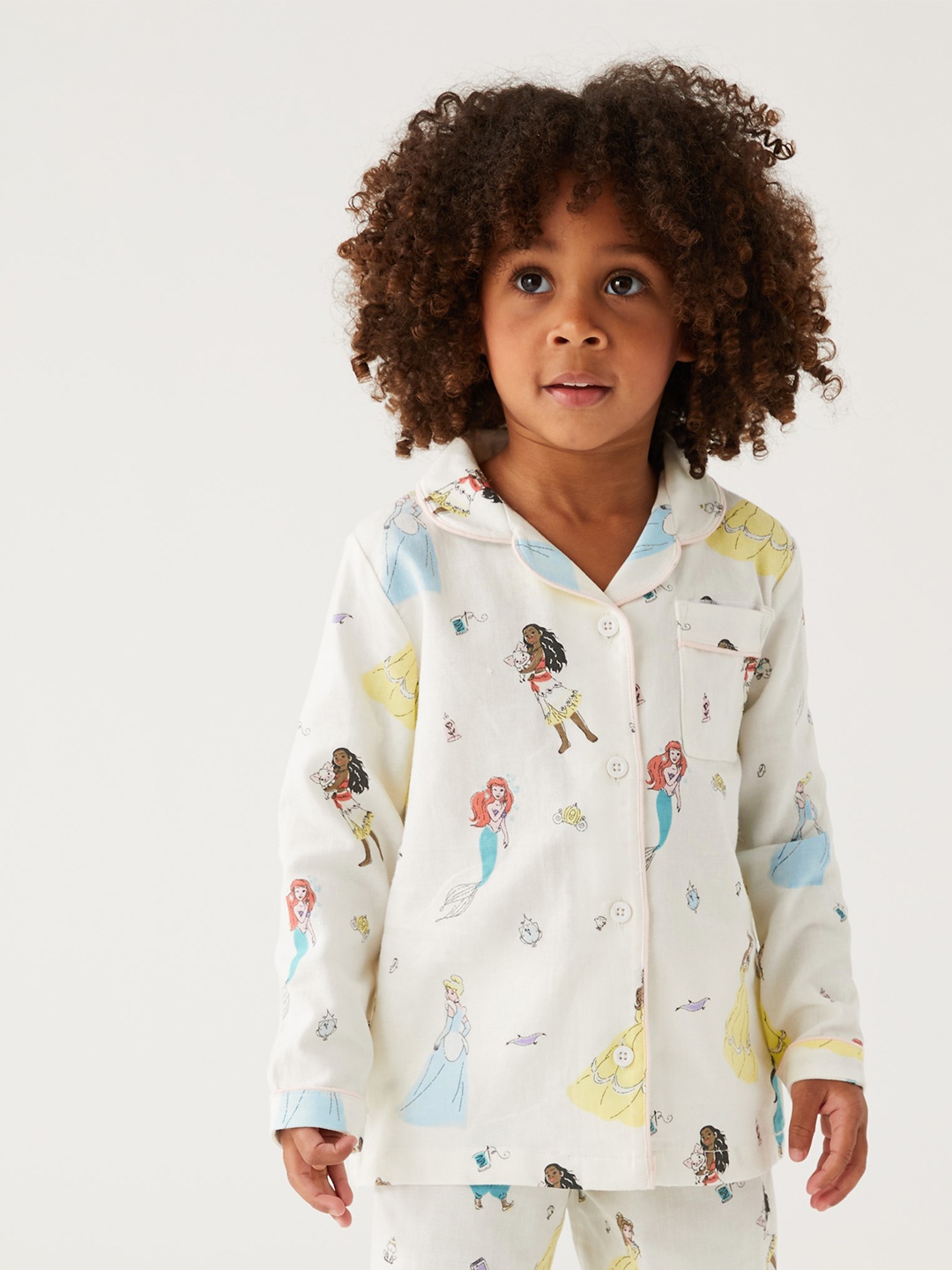 

Marks & Spencer Girls White & Blue Printed Night suit