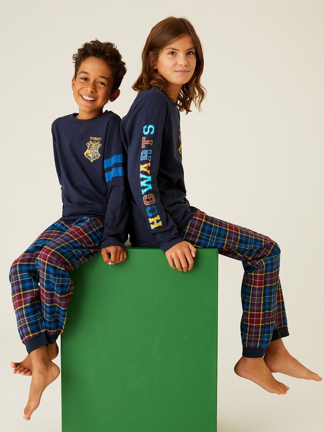 

Marks & Spencer Kids Printed Pure Cotton Night suit, Navy blue