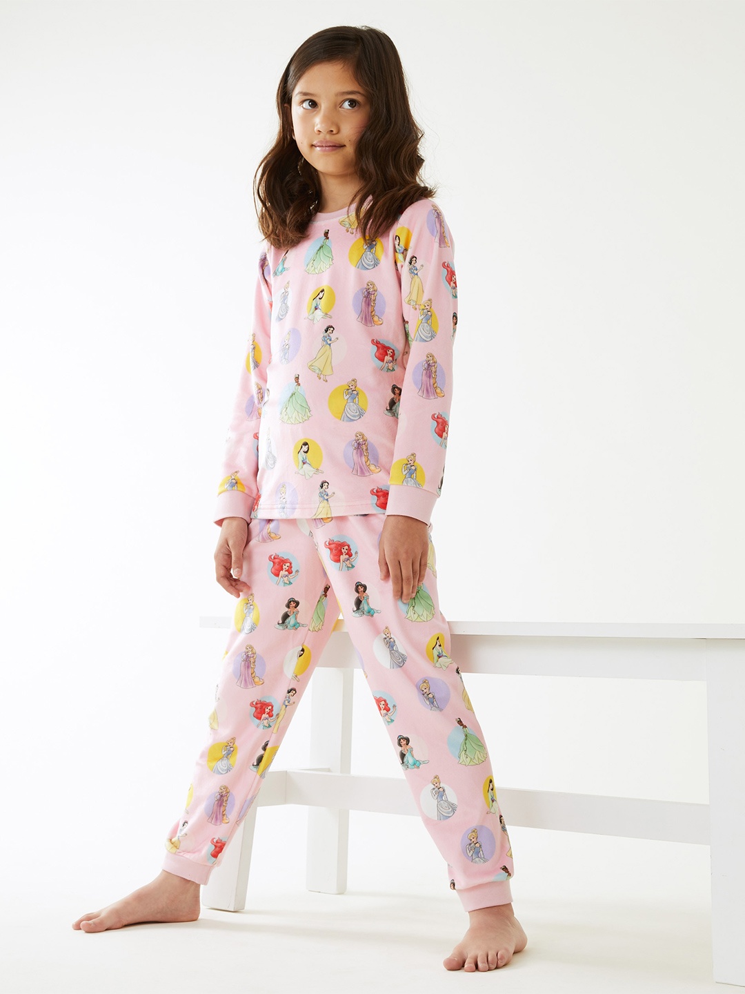 

Marks & Spencer Girls Cartoon Characters Printed Night suit, Peach
