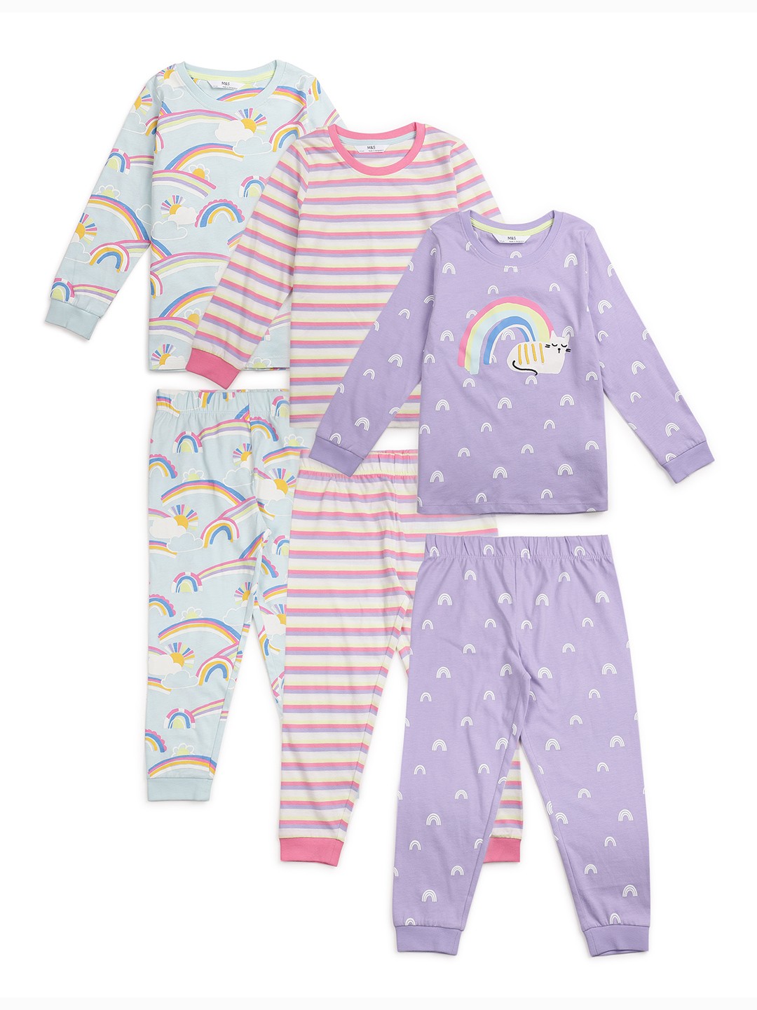 

Marks & Spencer Girls Pack Of 3 Printed Night suit, Purple