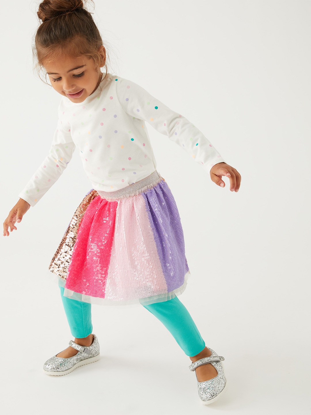

Marks & Spencer Girls Sequined Embellished Flared Skirt, Pink