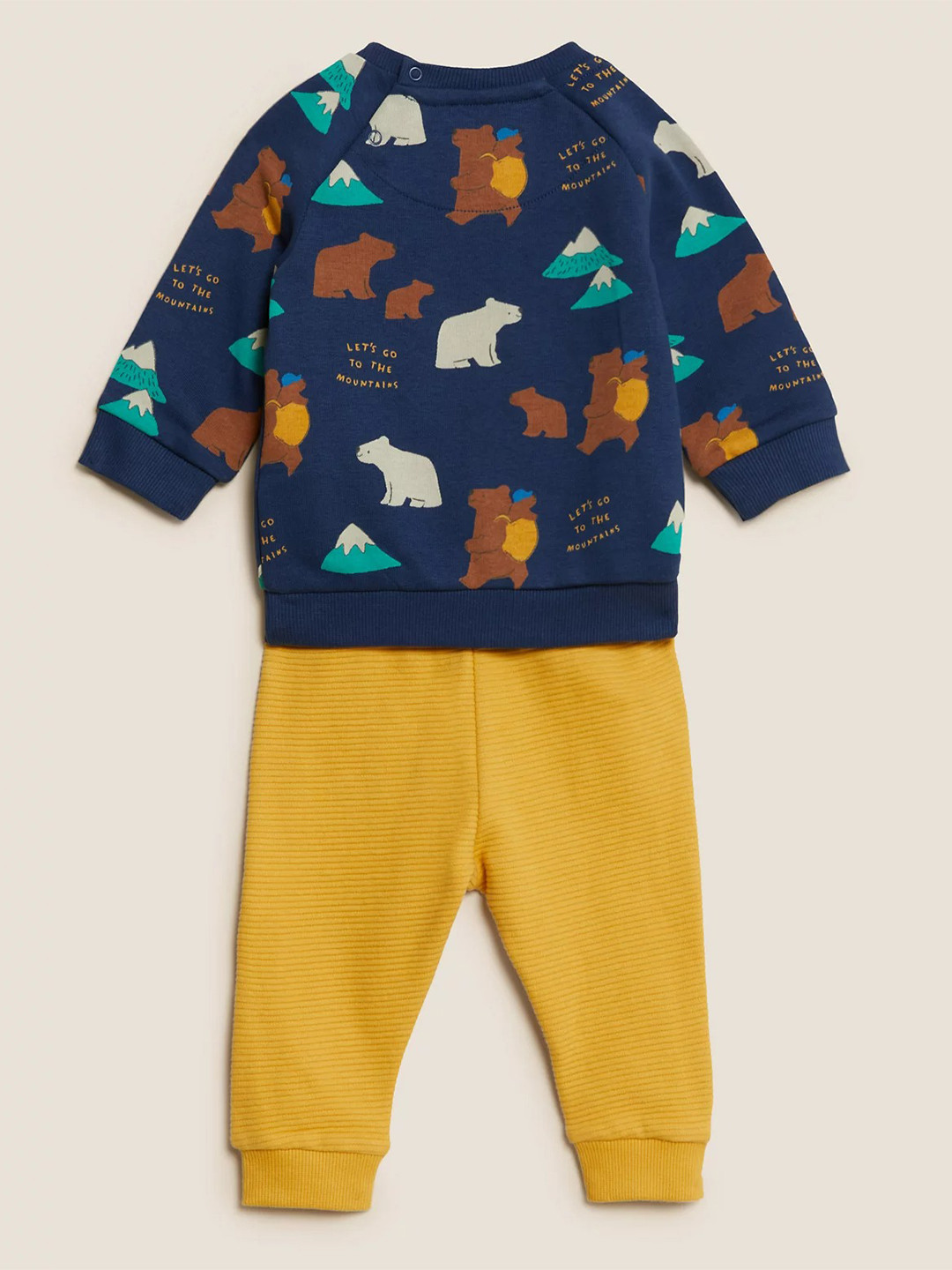 

Marks & Spencer Unisex Kids Navy Blue & Mustard Printed SleepSuit