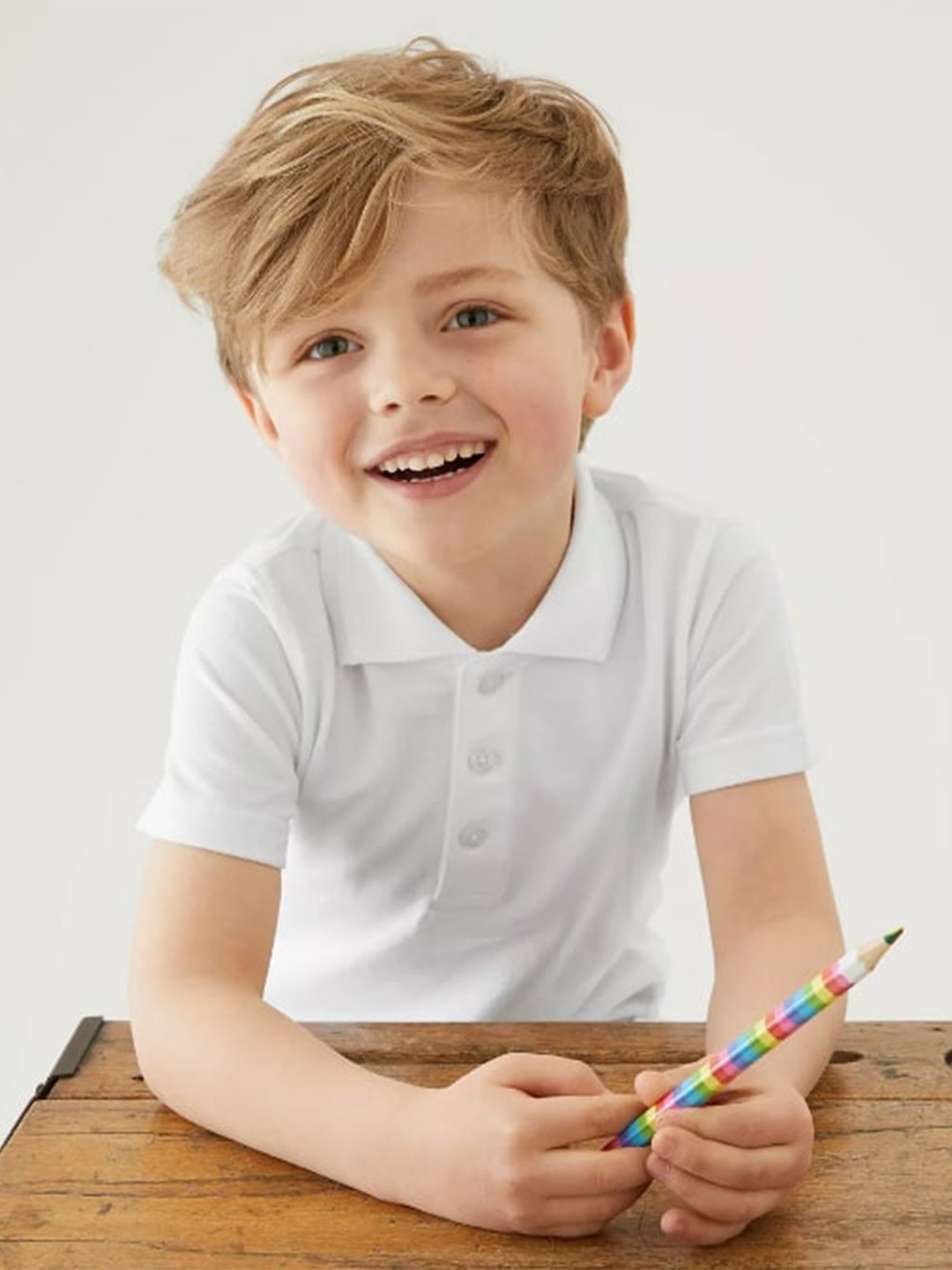 

Marks & Spencer Boys White 2 Polo Collar T-shirt