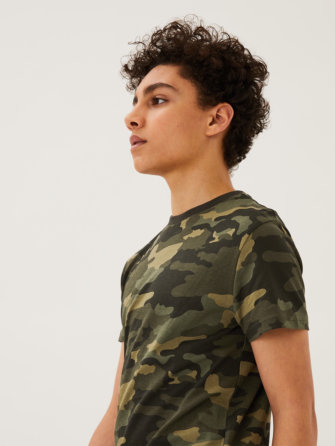 

Marks & Spencer Boys Khaki Camouflage Printed Polo Collar T-shirt