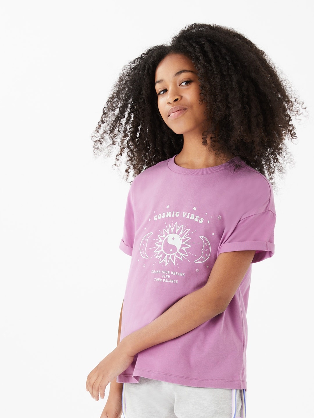 

Marks & Spencer Girls Purple Mandarin Collar T-shirt