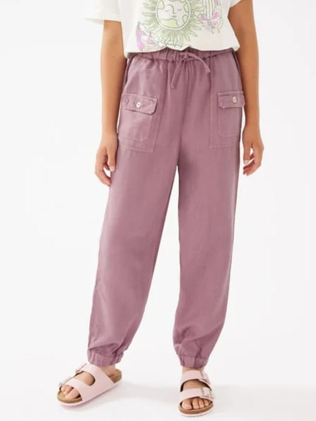 

Marks & Spencer Girls Purple High-Rise Trousers