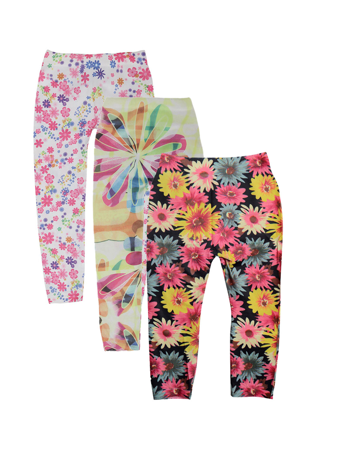 

TINY HUG Pack Of 3 Girls Printed Leggings, Black
