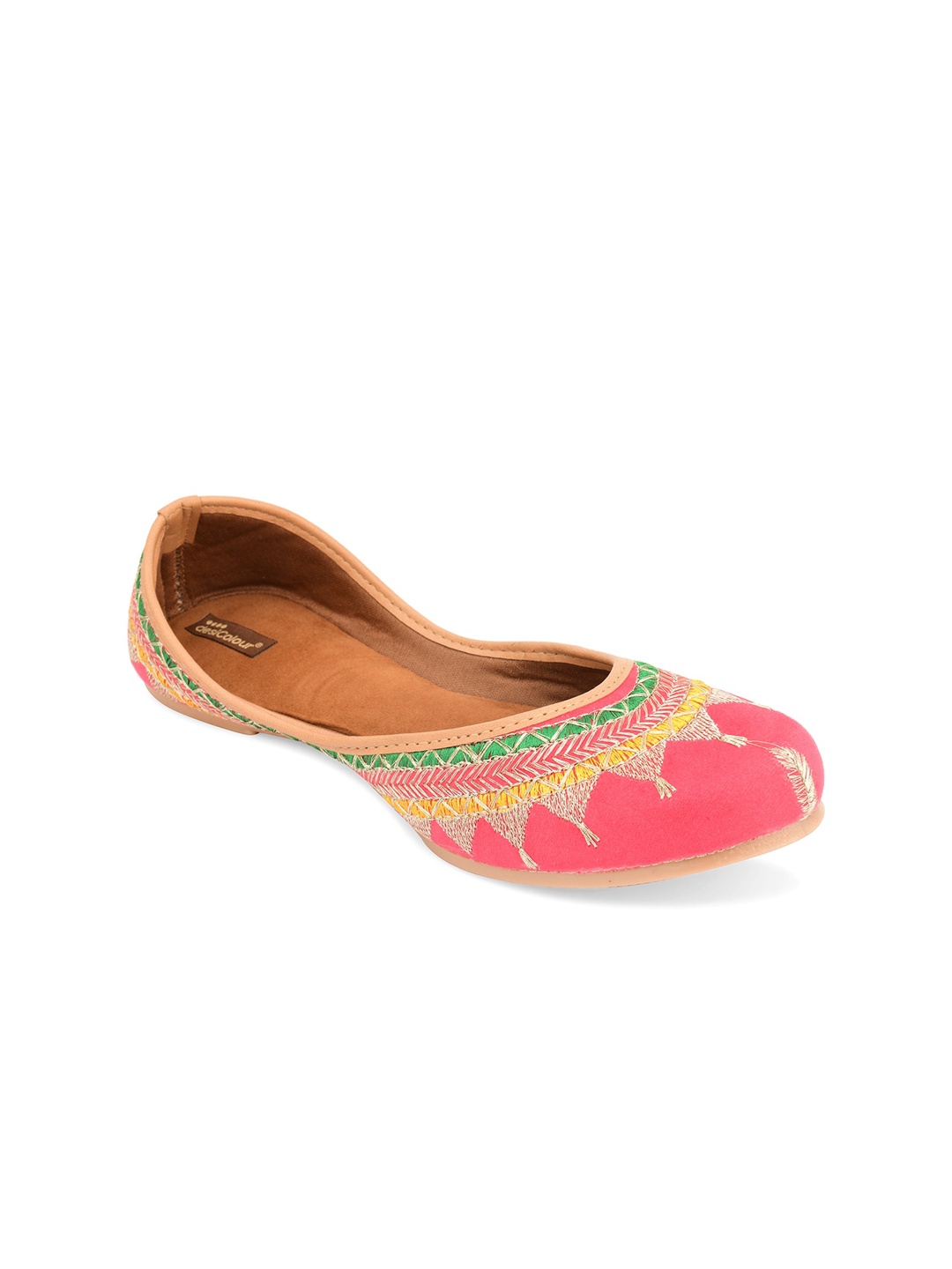 

DESI COLOUR Women Embellished Ethnic Mojaris Flats, Pink