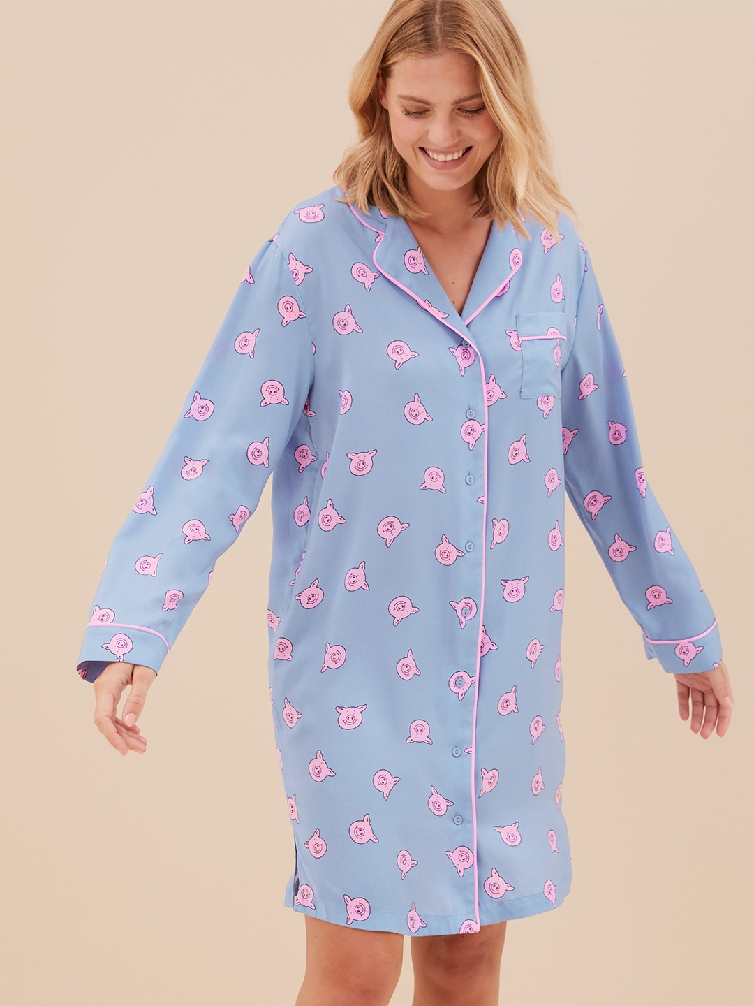 

Marks & Spencer Blue Printed Nightdress
