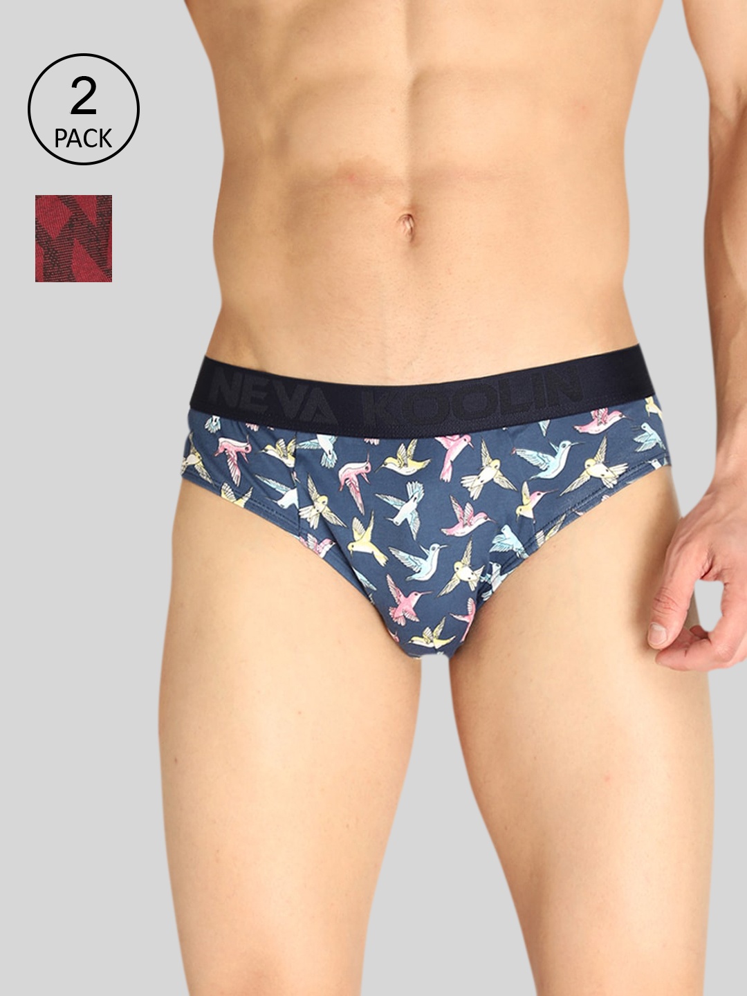 

NEVA Men Pack of 2 Printed Basic Briefs, Blue
