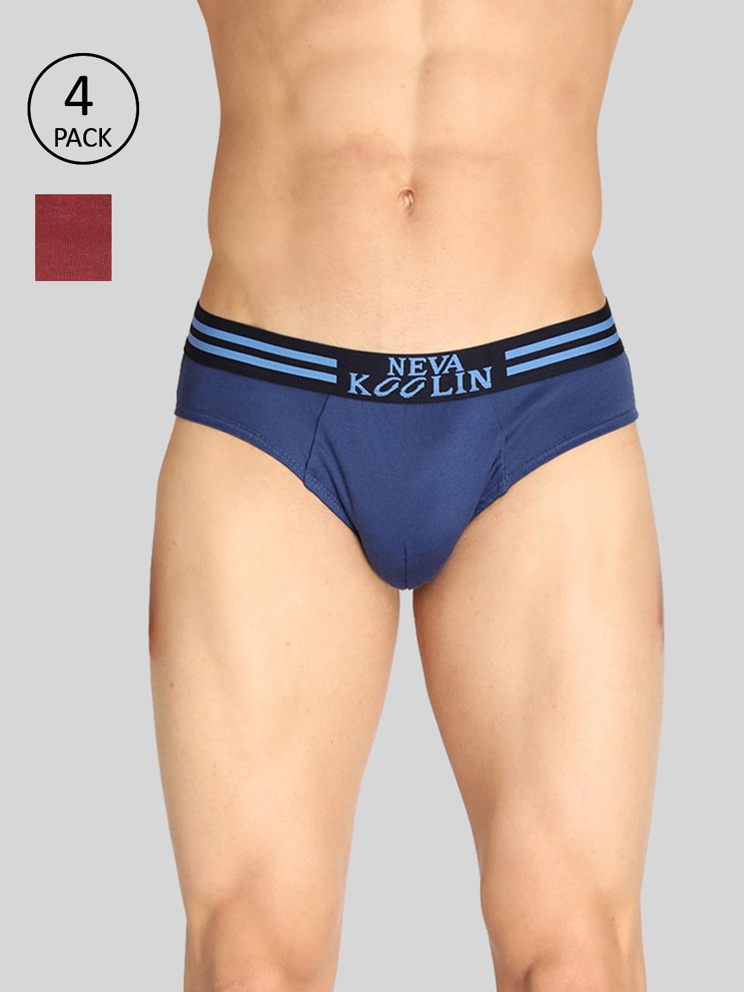 

NEVA Men Set of 2 Blue & Red Solid Low-Rise Basic Anti-Microbial Briefs-KL220-AM