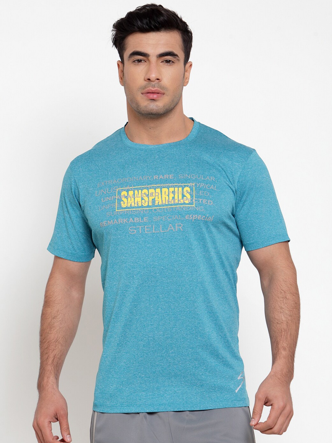

UNPAR Men Teal Blue Printed T-shirt