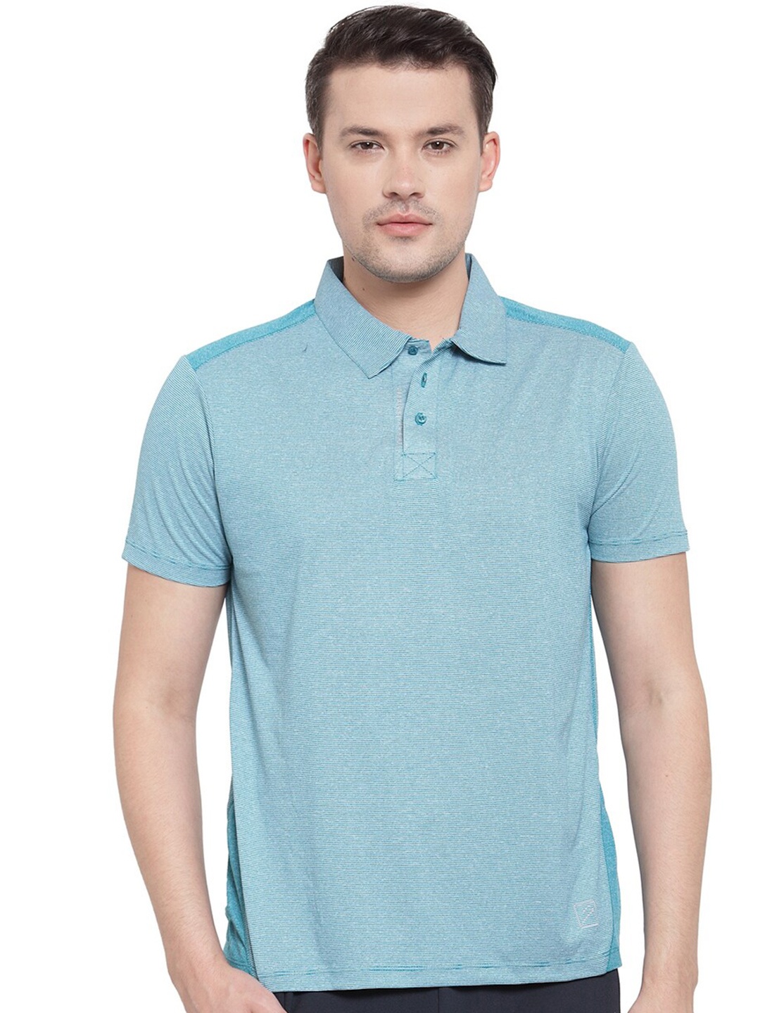 

UNPAR Men Teal Polo Collar T-shirt