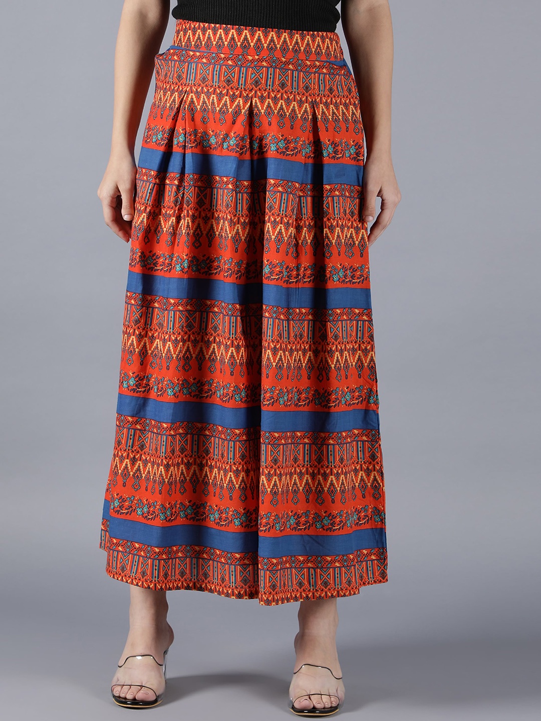 

Cot'N Soft Women Red Geometric Printed Maxi Flared Pure Cotton Skirts