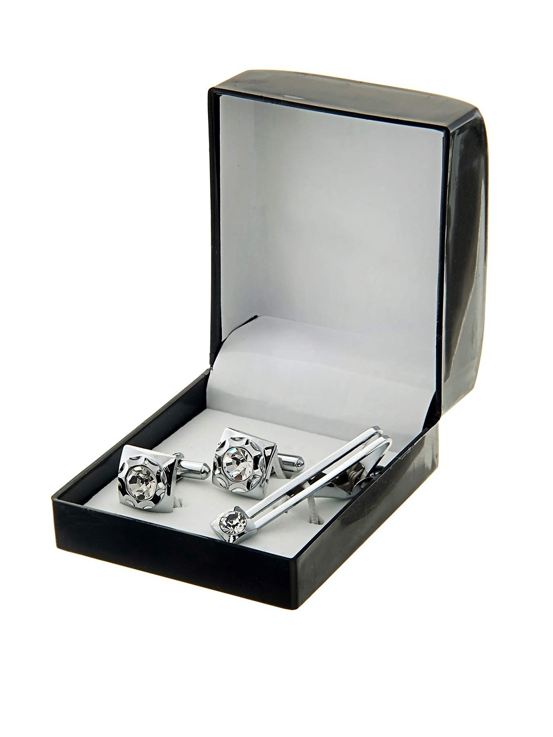 

LUCKY JEWELLERY Silver Plated Cufflink, White