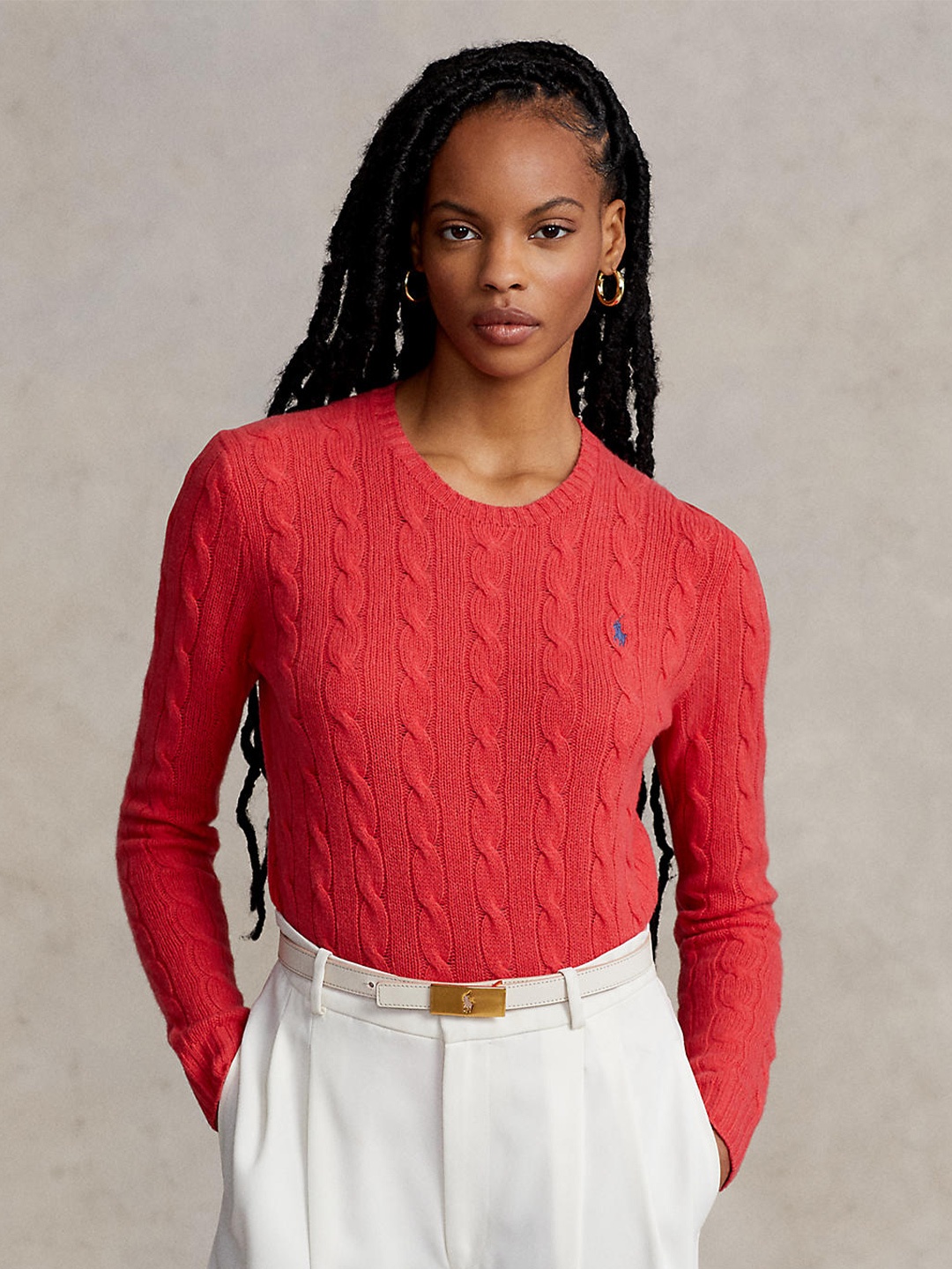 

Polo Ralph Lauren Women Pink Cable Knit Woolen Pullover